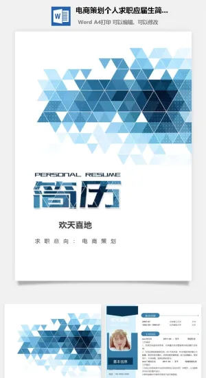 电商策划个人求职应届生简历预览图