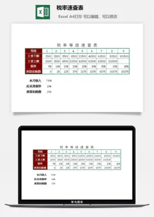 税率速查表excel模板预览图