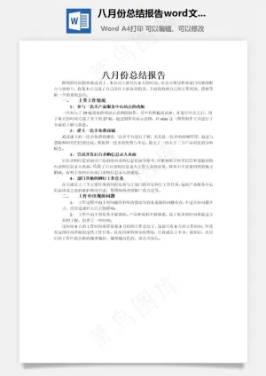 八月份总结报告word文档预览图