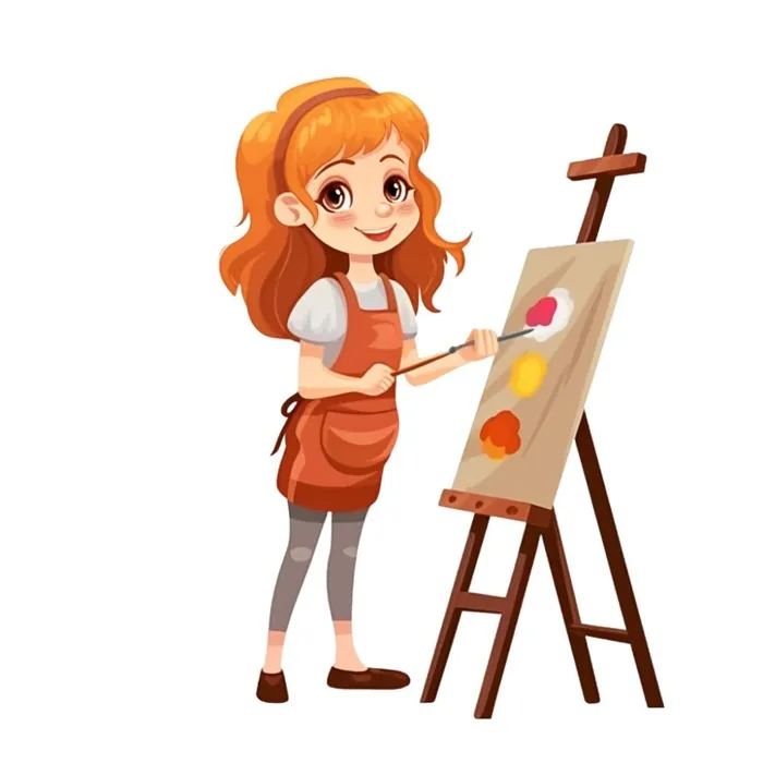 卡通女孩绘画画家元素