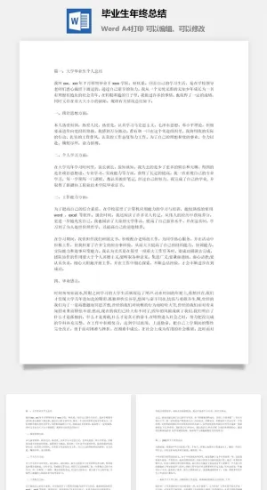 毕业生年终总结word模板预览图