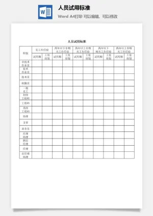 人员试用标准word模板预览图