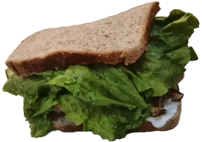 生菜汉堡对切田园清新色调减脂期鸡排鸡腿鸡肉三明治免抠元素实物摄影素材