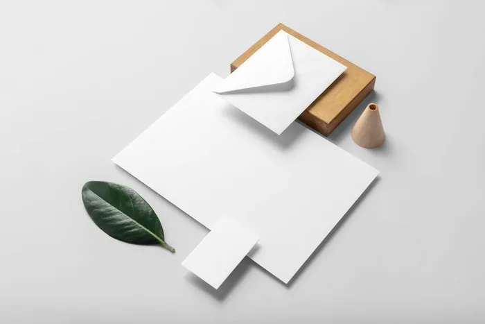文创办公植物名片信纸品牌VI设计展示场景智能贴图样机