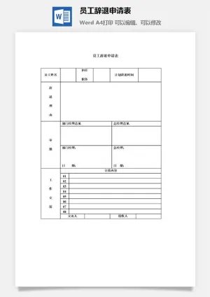 员工辞退申请表word模板预览图