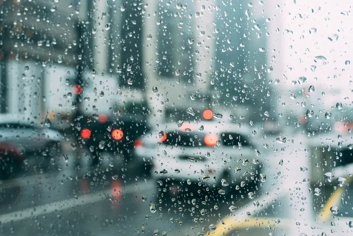 玻璃窗口, 湿的, 雨, 下雨, 阴雨天气