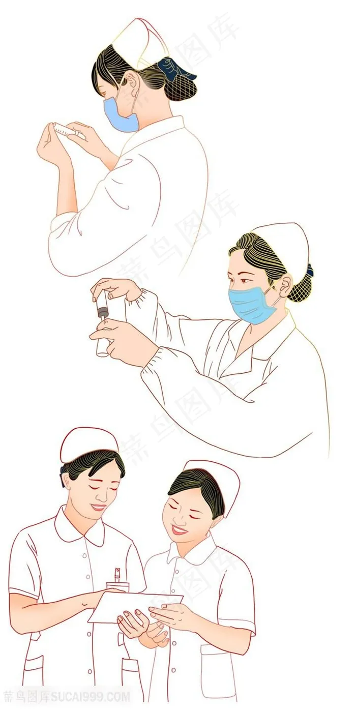 疫情加油医生护士医护人员卡通插画图片