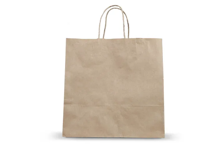 袋子样机 一个轻便牛皮纸袋正面 大容量手提袋 礼品袋 食品打包袋