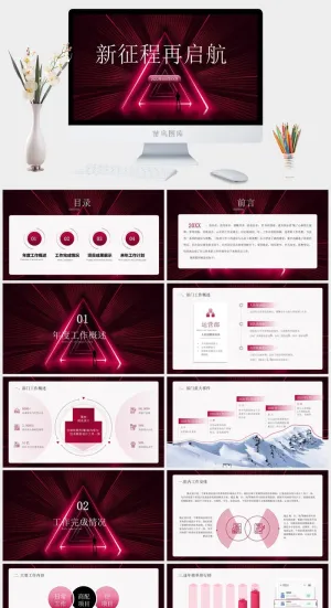 新征程再起航——年终总结新年计划ppt模板预览图