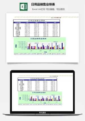 日用品销售业绩表excel模板预览图