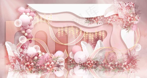粉色浪漫婚礼迎宾区效果图