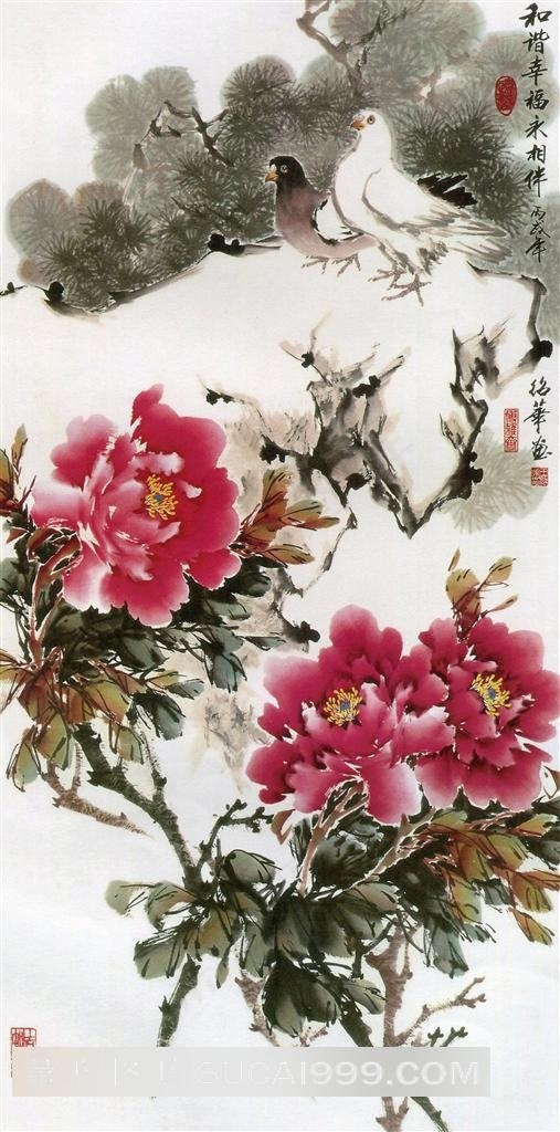 国画牡丹花图片 菜鸟图库