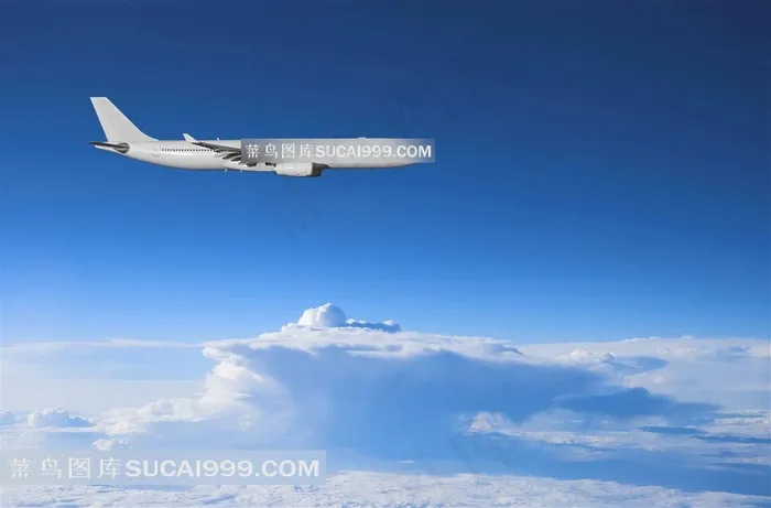 蓝天白云飞机商务航空图片