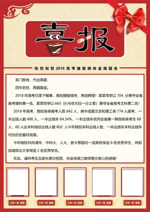 喜报战报海报贺喜金榜题名预览图