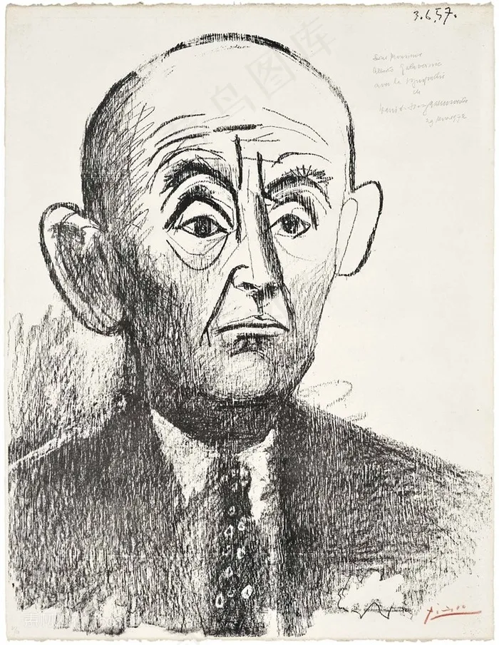 毕加索唯美线描人物肖像装饰画