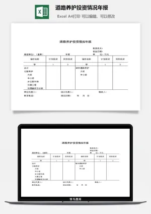 道路养护投资情况年报excel模板预览图