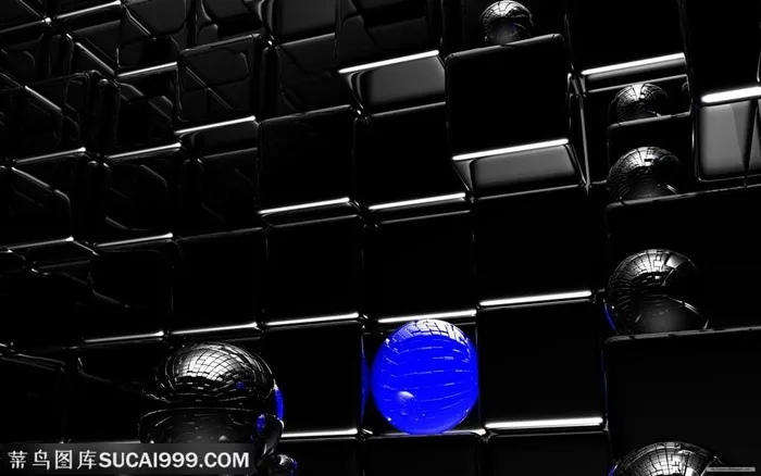 黑色3D立体方块空间背景图片