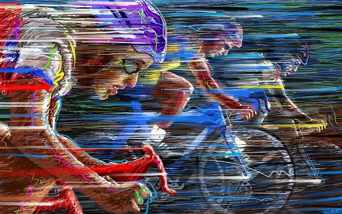 自行车比赛蜡笔画