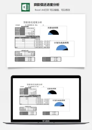 贷款偿还进度分析excel模板预览图