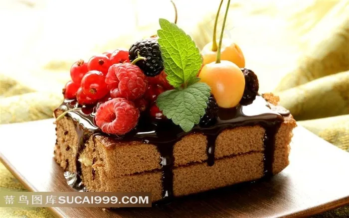蛋糕系列 - 一块美味可口的杂果巧克力蛋糕