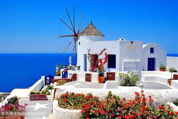 爱琴海圣托里尼岛希腊雅典浪漫岛屿欧洲旅游