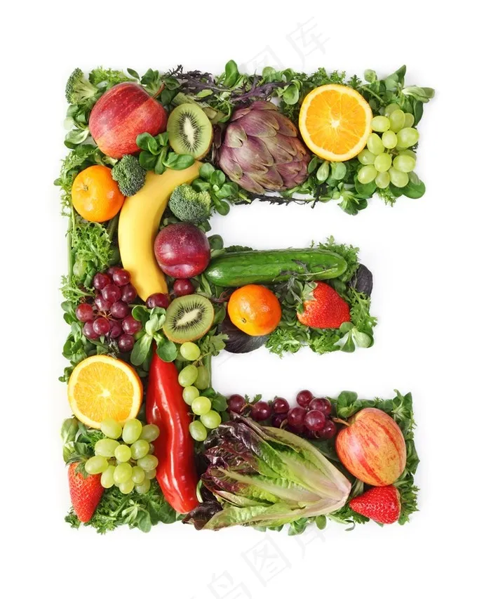 创意水果体英文字母设计E水果图片