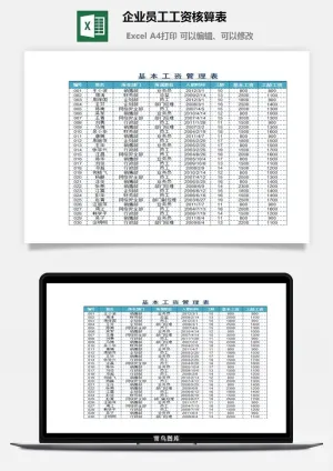 企业员工工资核算表excel模板预览图