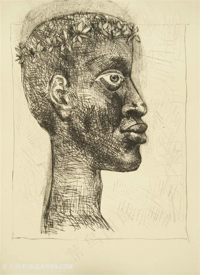 毕加索线描人物肖像装饰画