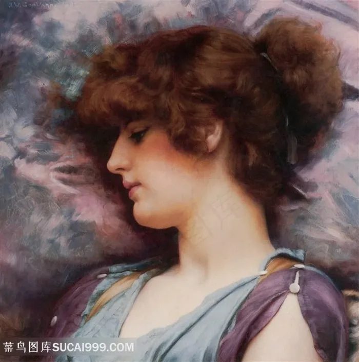 格维得油画唯美侧脸躺着的美女装饰画油画