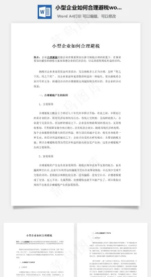 小型企业如何合理避税word文档预览图