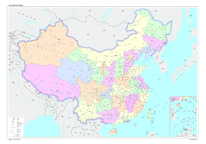 中国地图对开横版