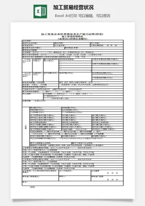 加工贸易经营状况excel模板预览图