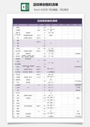 活动策划物料清单预览图