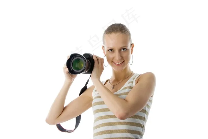 抱着相机的职业人物女性摄影师图片