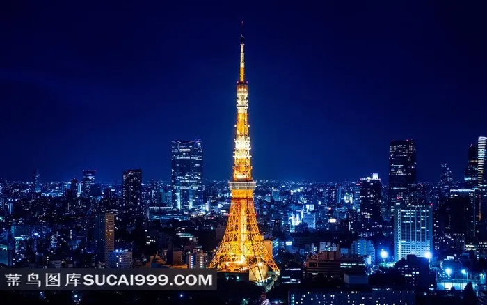 日本东京铁塔城市夜景图片