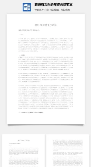 超级有文采的年终总结范文word模板预览图