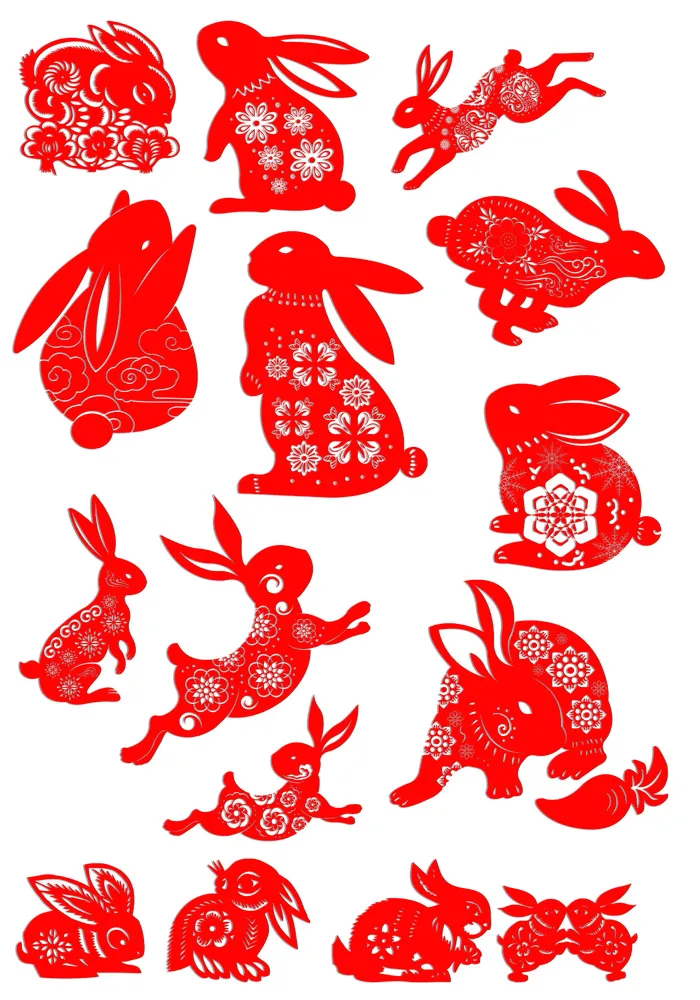 剪纸兔子素材兔年素材