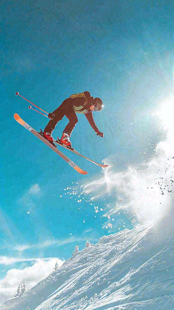 冬季冰雪极限滑雪旅行比赛，体育运动摄影图