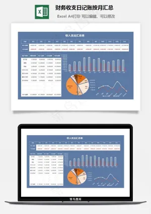 财务收支日记账按月汇总预览图