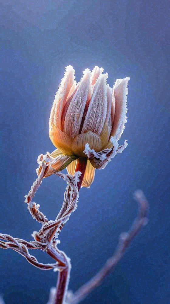 冬天白霜覆盖的植物立冬霜降小雪大雪冬至摄影图