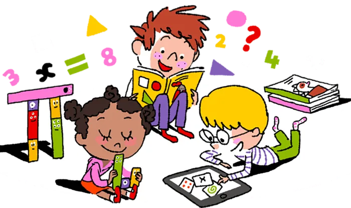 儿童看书学习卡通少儿兴趣班素材