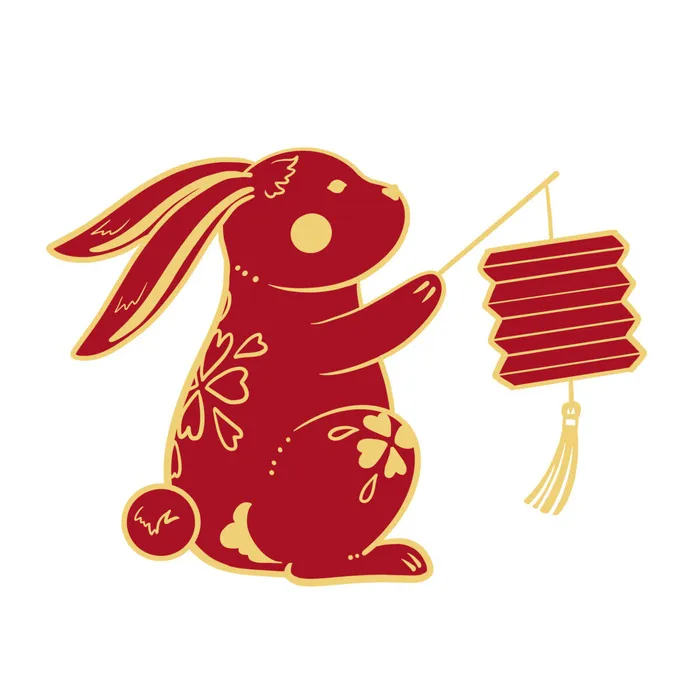 手绘2023兔年新年卡通兔子形象IP插画元素PSD设计素材png图案