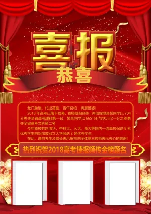 喜报战报海报贺喜金榜题名预览图