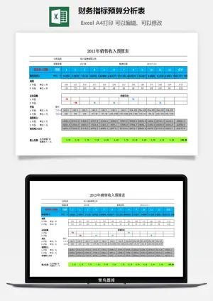 财务指标预算分析表excel模板预览图