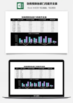 6财务预算各部门月度开支表预览图