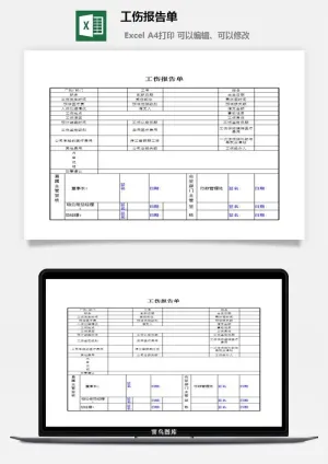 工伤报告单excel模板预览图