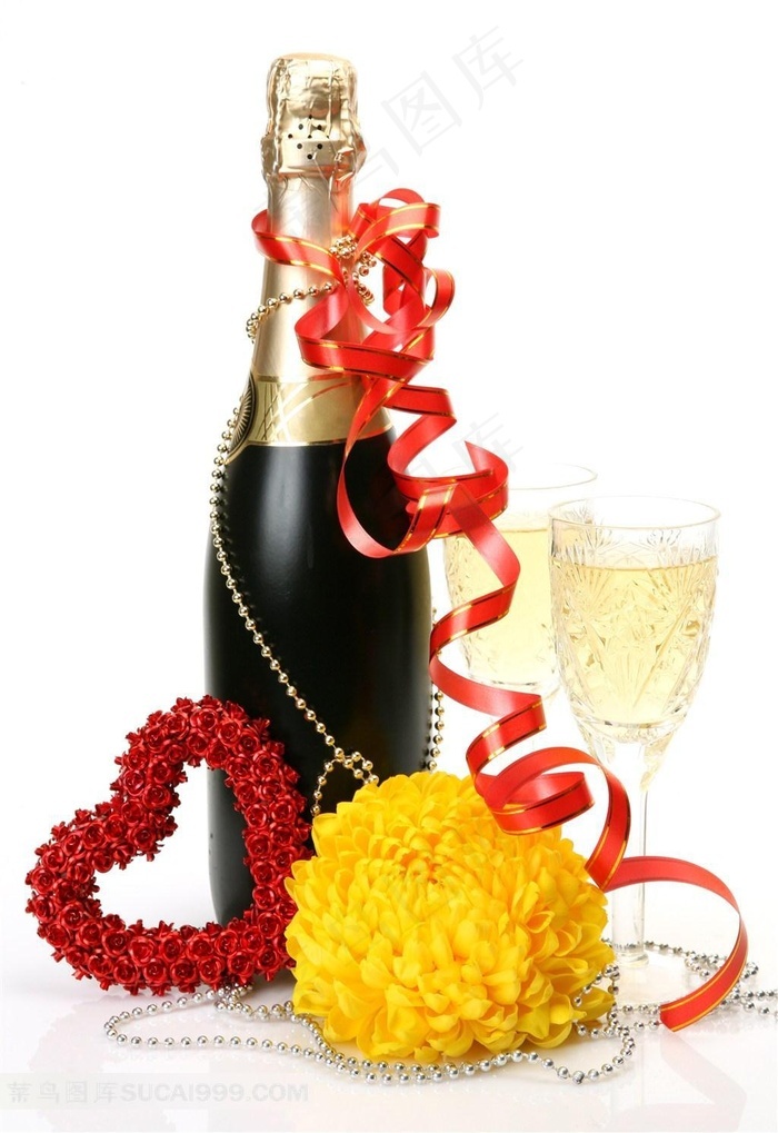 情人节鲜花美酒图片