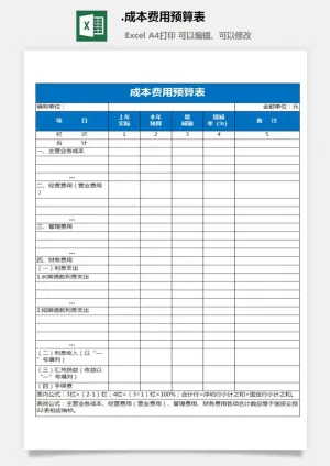 22.成本费用预算表预览图