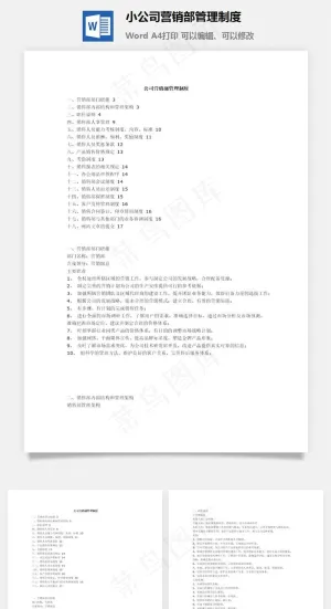 小公司营销部管理制度预览图