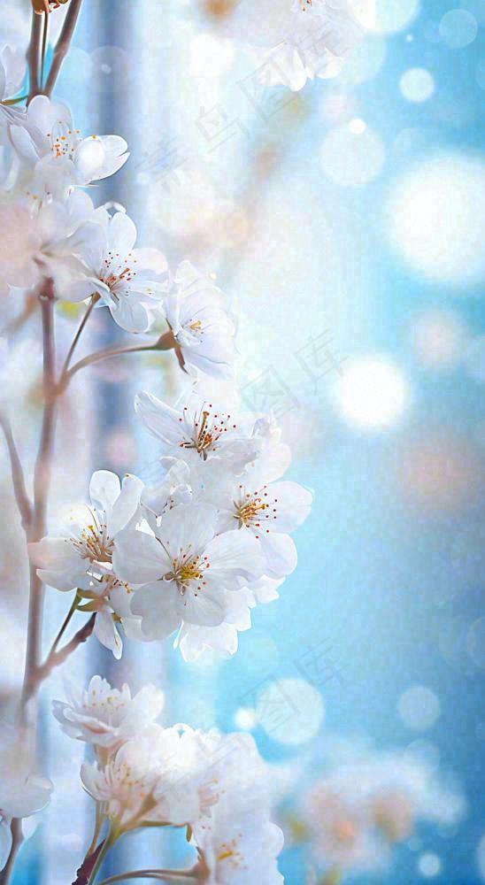 春天清新白色鲜花树枝，文艺新鲜浪漫摄影图